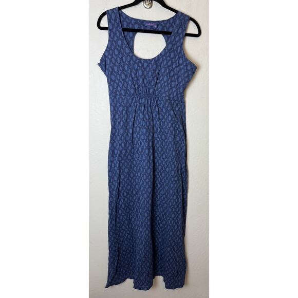 Fresh Produce Maxi Dress Women’s Small Cut Out Back Blue Geometric Print Cotton - Picture 1 of 4